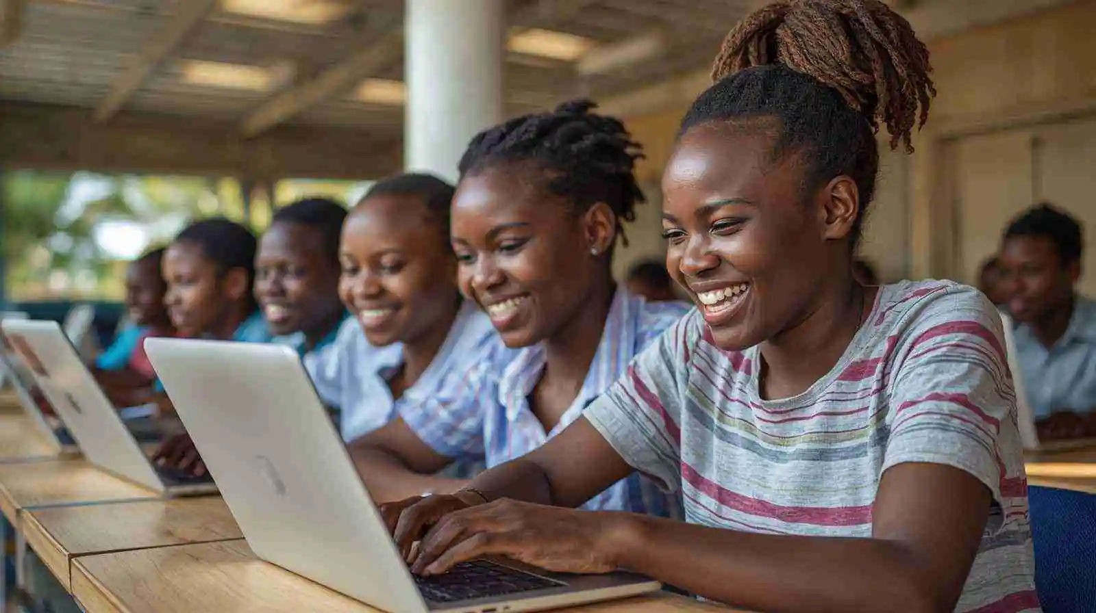 TVET Hybrid Learning - Students using Schologic LMS for theory lessons before practical workshops