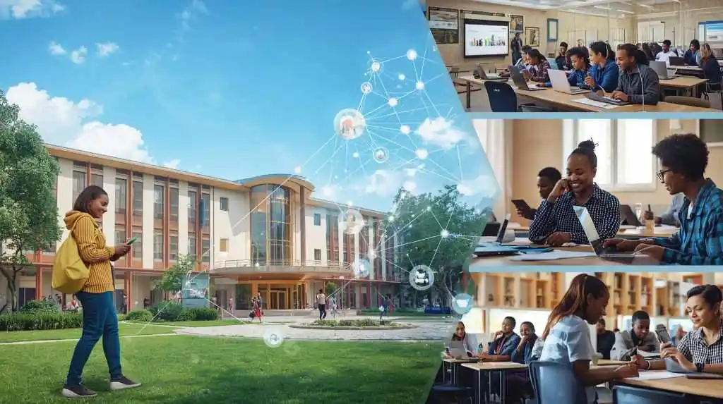 Schologic Hybrid Learning Platform - Students studying in physical classrooms and participating via distance education in Kenya